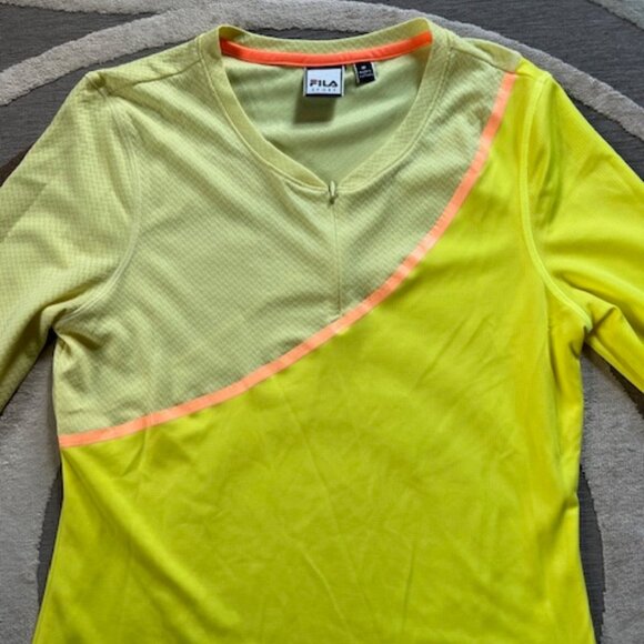 Fila Sport Performance Running Top Yellow Long Sleeves Woman's Medium - Picture 5 of 11